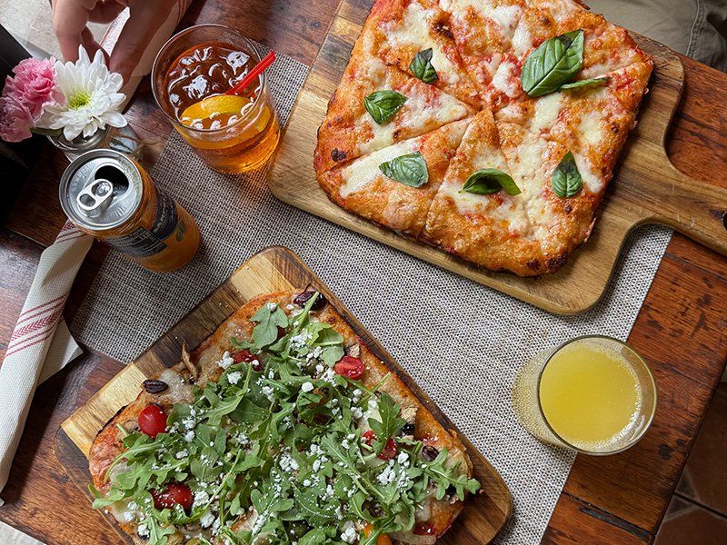 Freshly baked focaccia with seasonal toppings